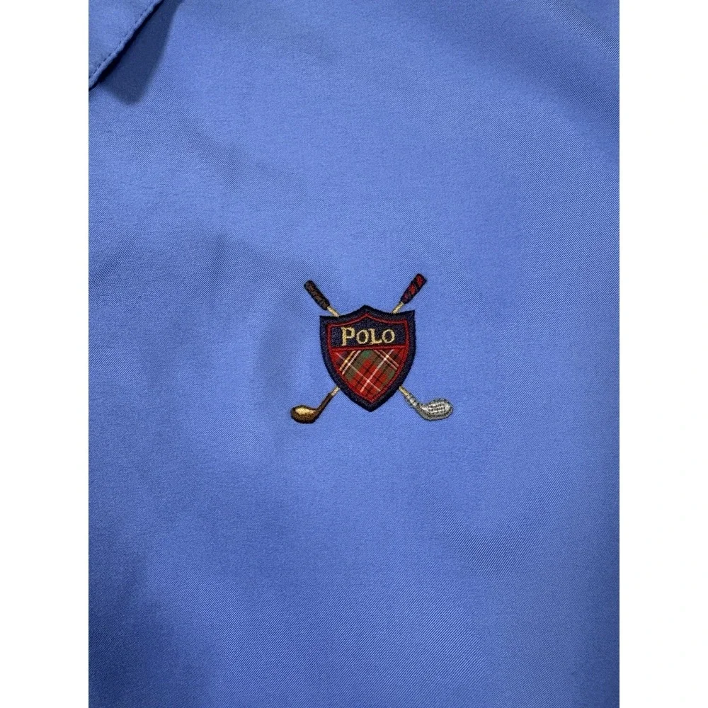 VTG Polo Golf Ralph Lauren Windshirt XXL Blue Pockets Plaid Crest Pullover